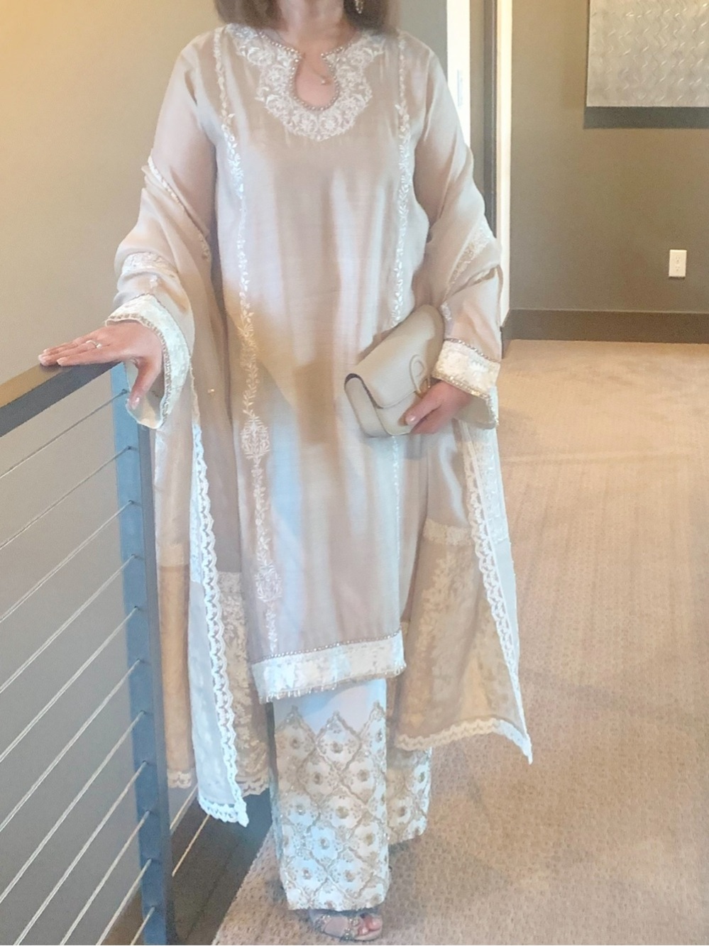 Elegant Cream Embroidered Women’s Dress